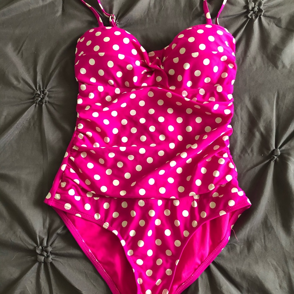 Pink polka Dot one piece swim suit